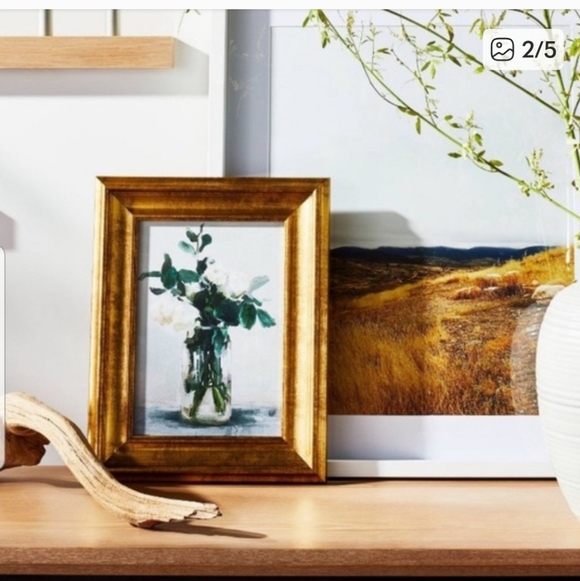 STUDIO MCGEE Gold Frame with Green & White Floral Art ON CANVAS! NWOT! GORGEOUS - Picture 2 of 3